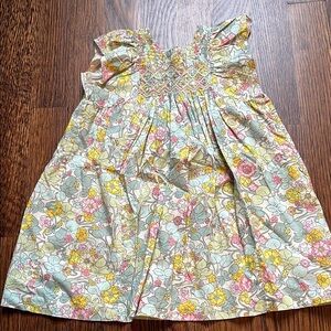 Bonpoint Girls Floral Smocked Sundress - Pastel Pink, Yellow & Mint